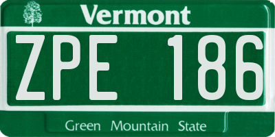VT license plate ZPE186
