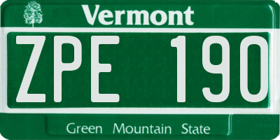 VT license plate ZPE190
