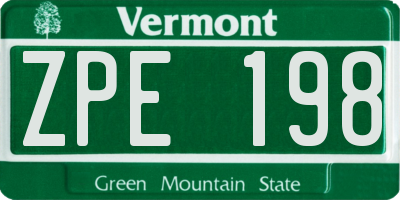 VT license plate ZPE198