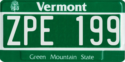 VT license plate ZPE199