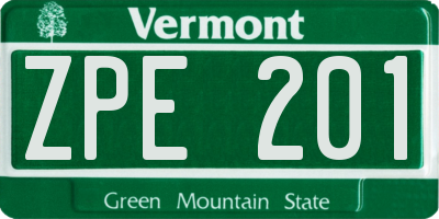 VT license plate ZPE201