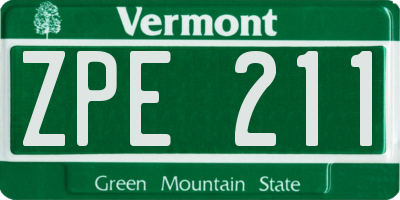 VT license plate ZPE211
