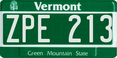 VT license plate ZPE213