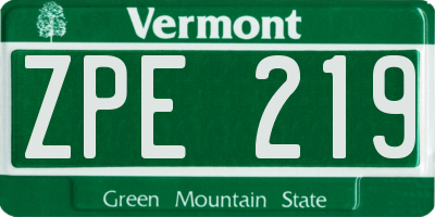 VT license plate ZPE219
