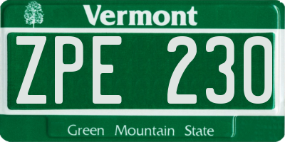 VT license plate ZPE230