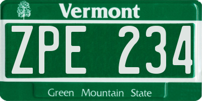 VT license plate ZPE234