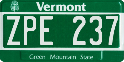 VT license plate ZPE237