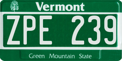 VT license plate ZPE239