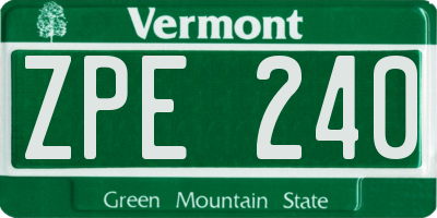 VT license plate ZPE240