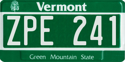 VT license plate ZPE241