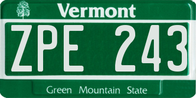 VT license plate ZPE243