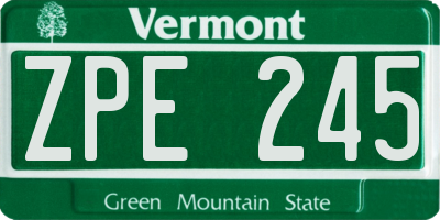 VT license plate ZPE245
