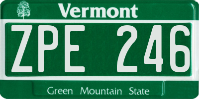 VT license plate ZPE246