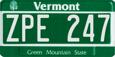 VT license plate ZPE247