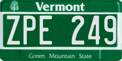 VT license plate ZPE249
