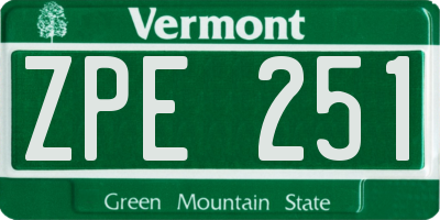 VT license plate ZPE251