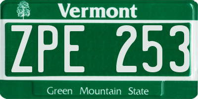 VT license plate ZPE253