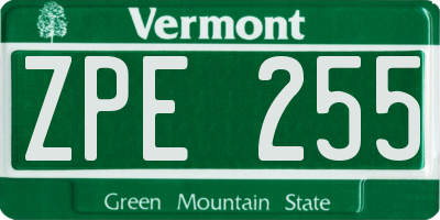 VT license plate ZPE255