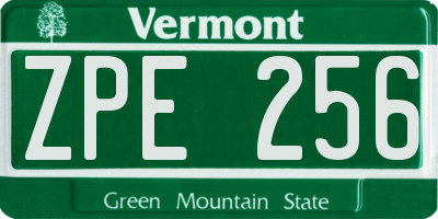 VT license plate ZPE256