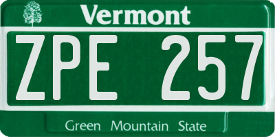VT license plate ZPE257