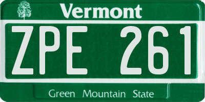 VT license plate ZPE261
