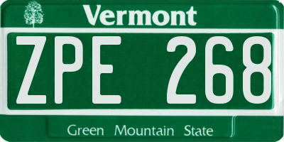 VT license plate ZPE268