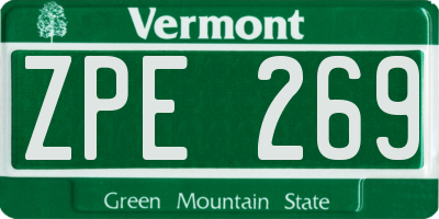 VT license plate ZPE269