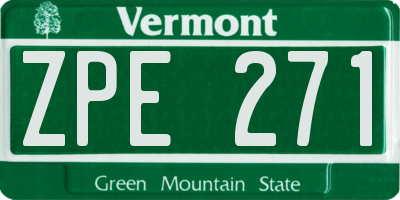 VT license plate ZPE271