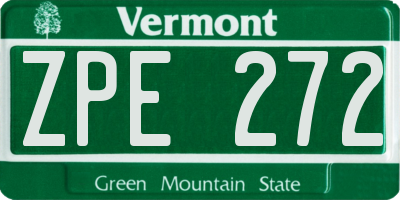 VT license plate ZPE272