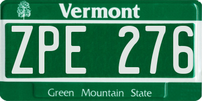 VT license plate ZPE276