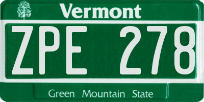 VT license plate ZPE278