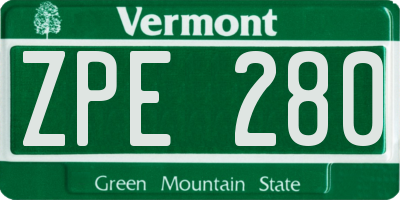 VT license plate ZPE280