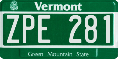 VT license plate ZPE281