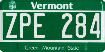 VT license plate ZPE284