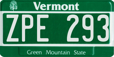 VT license plate ZPE293