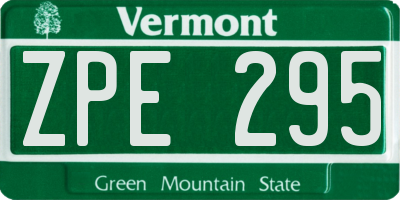VT license plate ZPE295