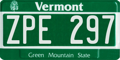 VT license plate ZPE297