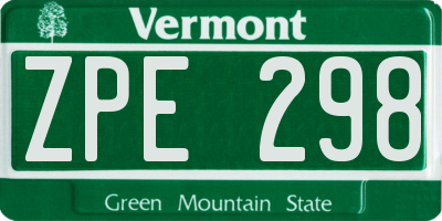 VT license plate ZPE298