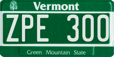 VT license plate ZPE300