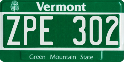VT license plate ZPE302