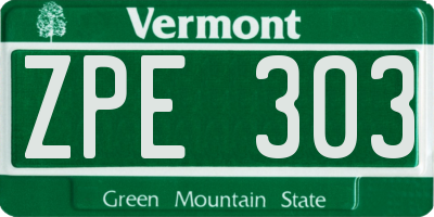 VT license plate ZPE303