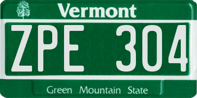 VT license plate ZPE304