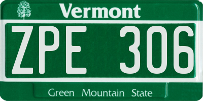 VT license plate ZPE306
