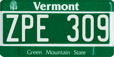 VT license plate ZPE309