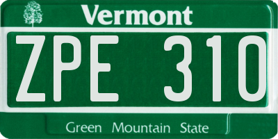 VT license plate ZPE310