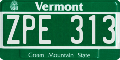 VT license plate ZPE313
