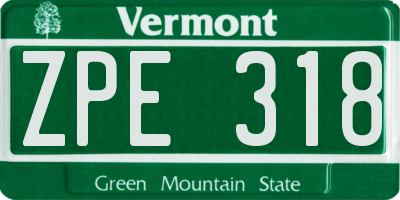 VT license plate ZPE318