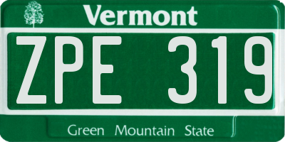 VT license plate ZPE319
