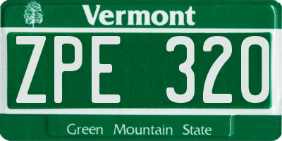 VT license plate ZPE320