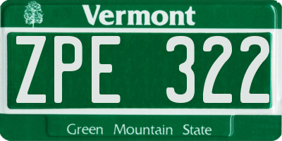 VT license plate ZPE322